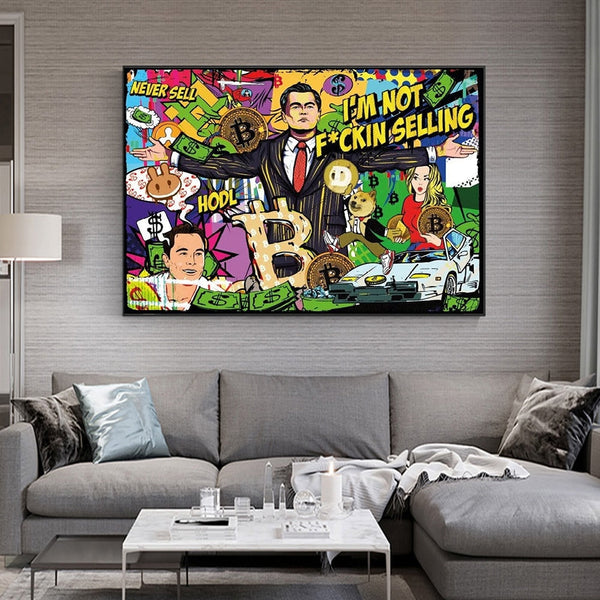 Wolf of Wall Street Canvas Art - Bitcoin Millionaire-Wall Posters