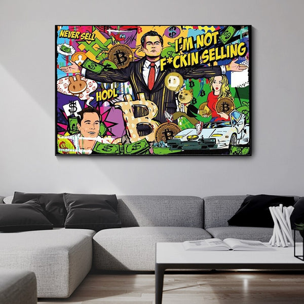 Wolf of Wall Street Canvas Art - Bitcoin Millionaire-Wall Posters