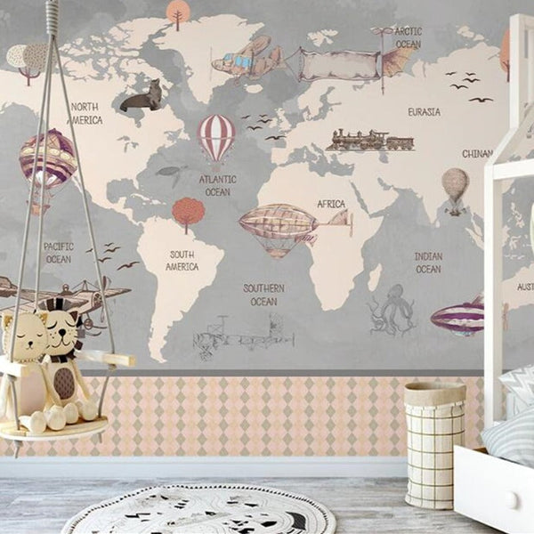 Wonderland Adventure - World Map Murals Wallpaper-Kids Room Wallpaper