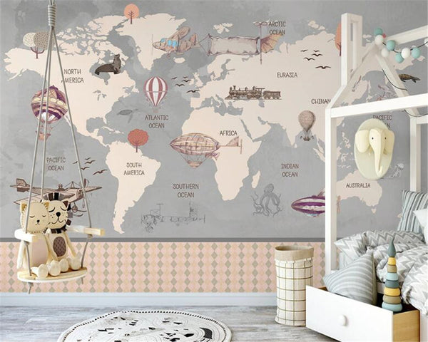 Wonderland Adventure - World Map Murals Wallpaper-Kids Room Wallpaper