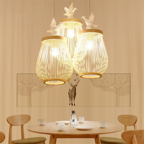 Wooden Bird Cage LED Pendant Light - Bird Pendant Light-Pendant Lights
