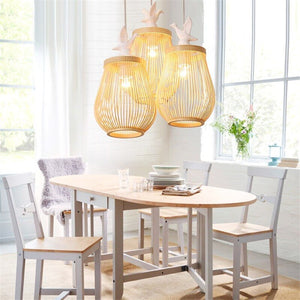 Wooden Bird Cage LED Pendant Light - Bird Pendant Light-Pendant Lights