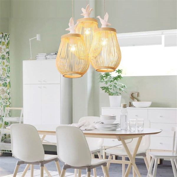 Wooden Bird Cage LED Pendant Light - Bird Pendant Light-Pendant Lights