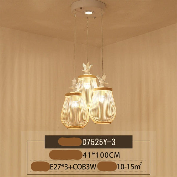 Wooden Bird Cage LED Pendant Light - Bird Pendant Light-Pendant Lights