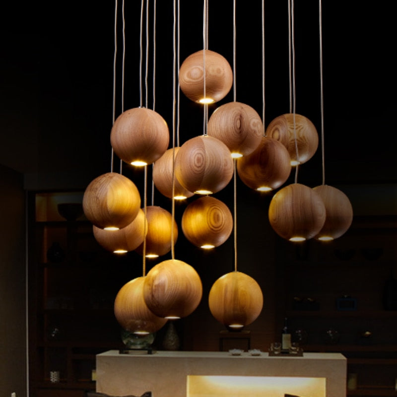 Wooden Globe Pendant Light: Stylish Illumination-Pendant Lights
