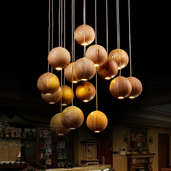 Wooden Globe Pendant Light: Stylish Illumination-Pendant Lights