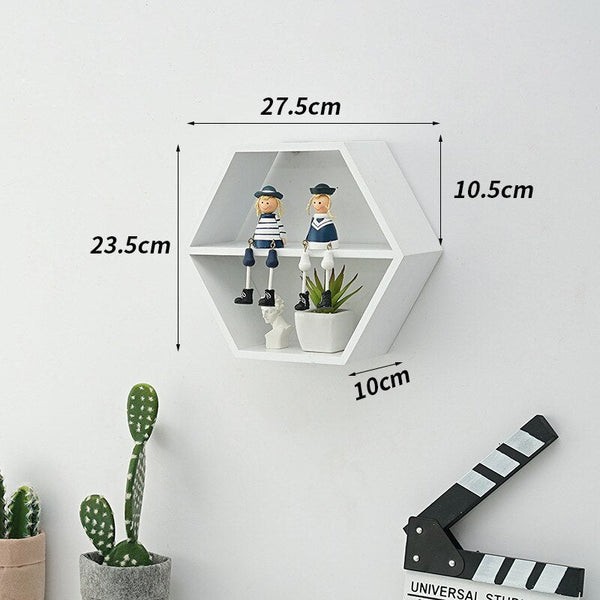 Wooden Hexagon Wall Shelf: for Stylish Storage-Kids Room Nursery Wall Hanging