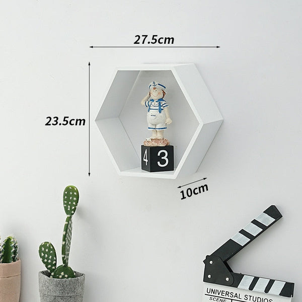 Wooden Hexagon Wall Shelf: for Stylish Storage-Kids Room Nursery Wall Hanging