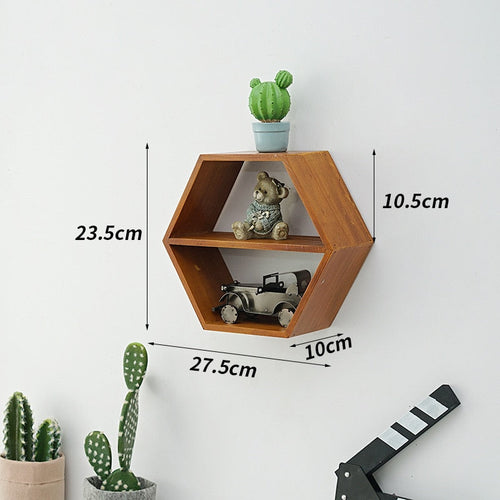 Wooden Hexagon Wall Shelf: for Stylish Storage-Kids Room Nursery Wall Hanging
