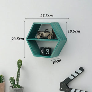 Wooden Hexagon Wall Shelf: for Stylish Storage-Kids Room Nursery Wall Hanging