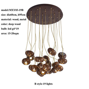 Wooden LED Chandelier: Illuminate with Natural Charm-Pendant Lights