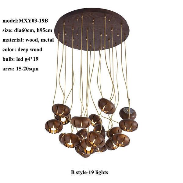 Wooden LED Chandelier: Illuminate with Natural Charm-Pendant Lights