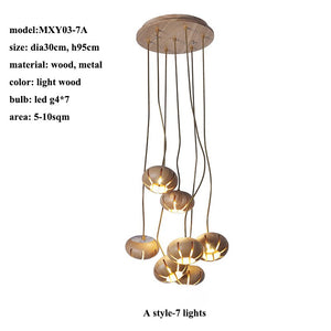 Wooden LED Chandelier: Illuminate with Natural Charm-Pendant Lights