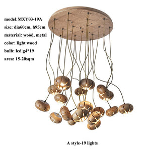 Wooden LED Chandelier: Illuminate with Natural Charm-Pendant Lights