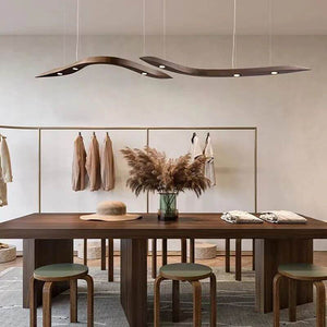 Wooden Pendant Wave Lights Hanging-Kitchen Island