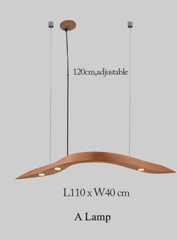 Wooden Pendant Wave Lights Hanging-Kitchen Island