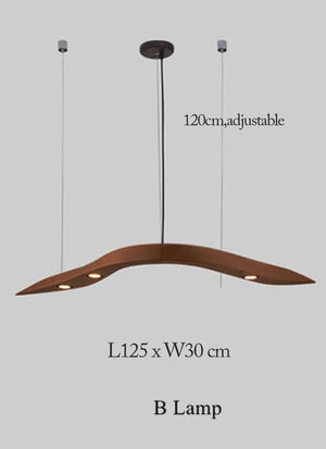 Wooden Pendant Wave Lights Hanging-Kitchen Island