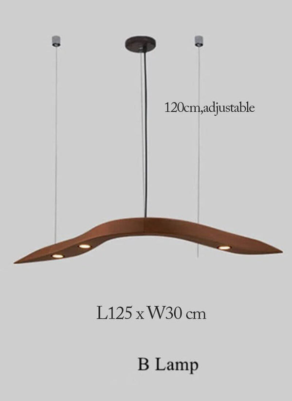 Wooden Pendant Wave Lights Hanging-Kitchen Island