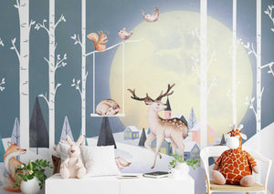 Woodland Animals Wallpaper Mural: Transform Your Space-Kids Room Wallpaper