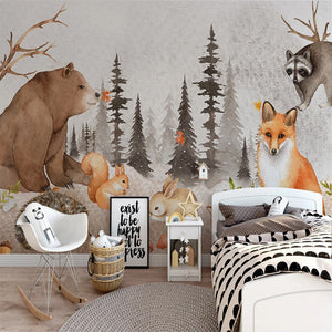 Woodland Forest Nursery Wallpaper - Forest Mural-Kids Room Wallpaper