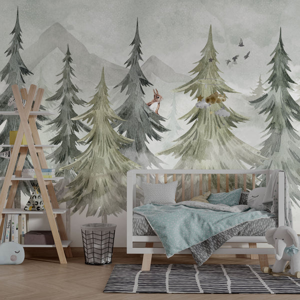 Woodland Trees Wallpaper Mural: Transforming Your Space-Trees Wallpaper