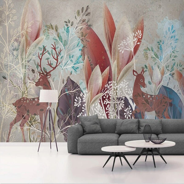 Woodland Wallpaper Mural: Create a Serene Atmosphere-Flower & Leaf Wallpaper