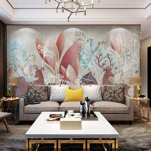 Woodland Wallpaper Mural: Create a Serene Atmosphere-Flower & Leaf Wallpaper