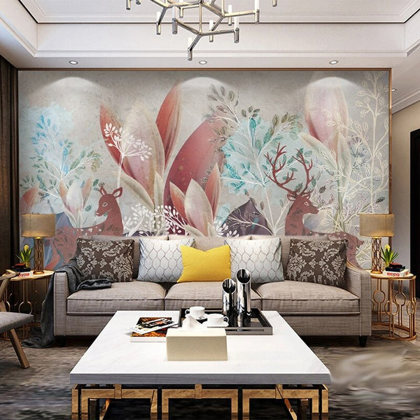 Woodland Wallpaper Mural: Create a Serene Atmosphere-Flower & Leaf Wallpaper