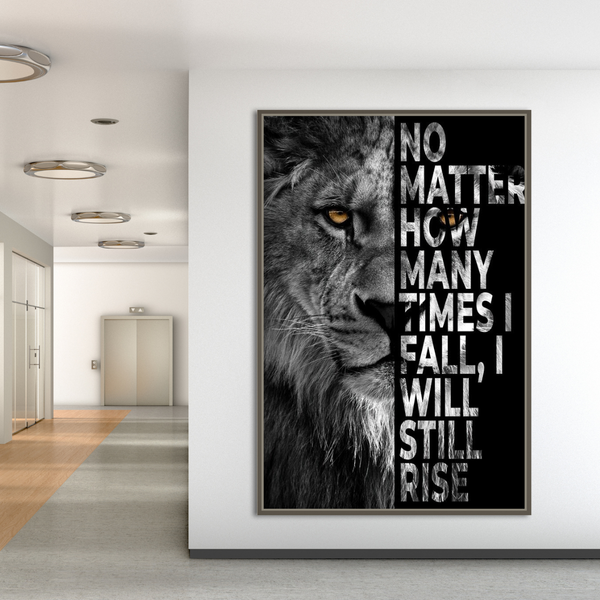 Words Never Quit Poster – Artwork Lions Canvas Wall Art-Wall Posters