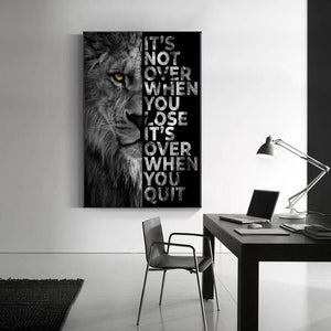 Words Never Quit Poster: Lions Canvas Wall Art-Wall Posters