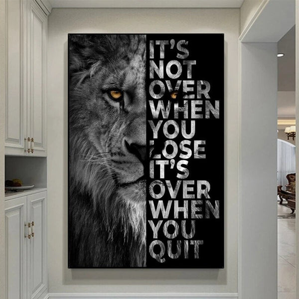 Words Never Quit Poster: Lions Canvas Wall Art-Wall Posters