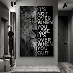 Words Never Quit Poster: Lions Canvas Wall Art-Wall Posters