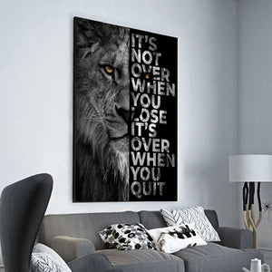 Words Never Quit Poster: Lions Canvas Wall Art-Wall Posters