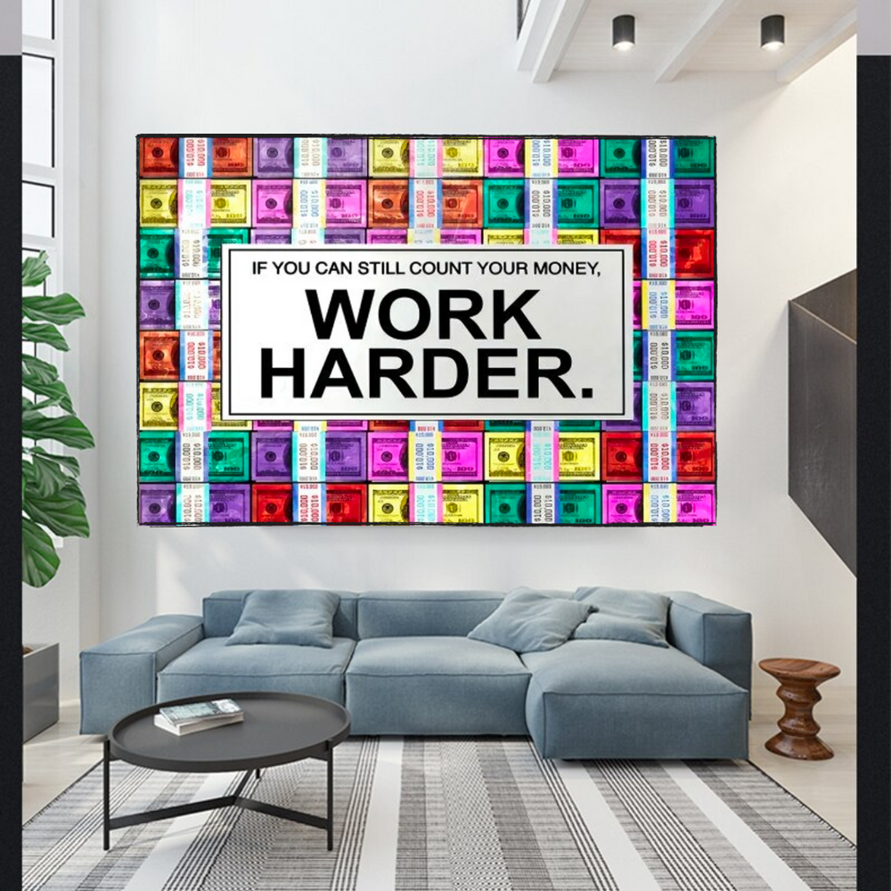 Work Harder Poster: Motivational Canvas Wall Art-Wall Posters