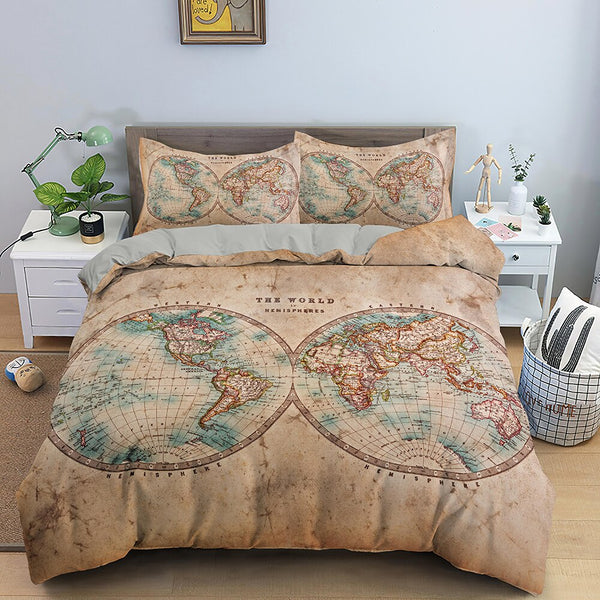 World Map Bedding Set: Discover the Globetrotter's Dream-Bedding Set Kids