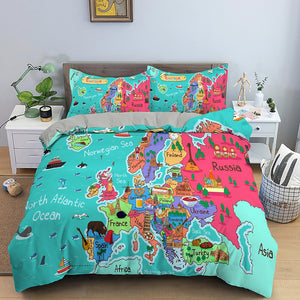 World Map Bedding Set: Explore with Style-Bedding Set Kids