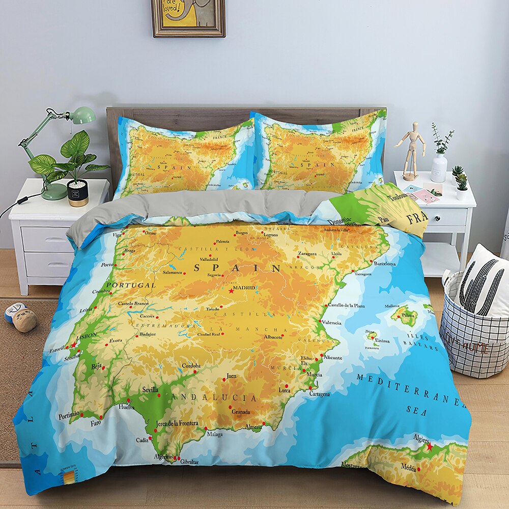 World Map Bedding Set for a Globally Inspired Décor-Bedding Set Kids