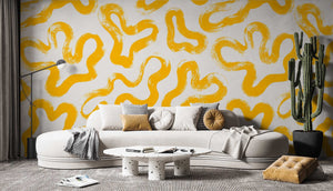 Yellow Abstract Shapes - Living Room Wallpaper Mural-Geometric Shapes Wallpaper