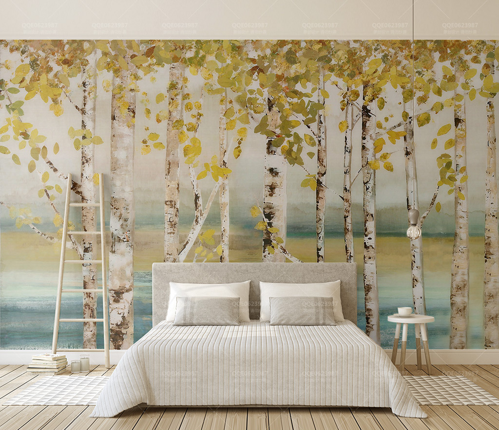 Yellow Tree Trunks Wallpaper Murals-Trees Wallpaper