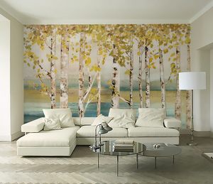 Yellow Tree Trunks Wallpaper Murals-Trees Wallpaper
