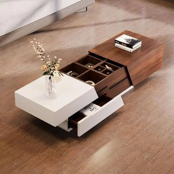 Dark Walnut Coffee Table Extendable with Storage - BabiesDecor.com