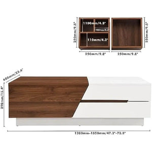 Dark Walnut Coffee Table Extendable with Storage - BabiesDecor.com