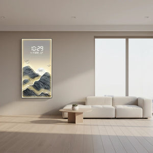 Digital Mountain Scenery Wall Clock – Modern Acrylic Silent Display-BabiesDecor.com