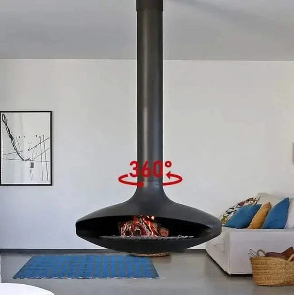 Firewood Saucer Hanging 360° Rotatable Fireplace – Modern Suspended Fireplace-BabiesDecor.com