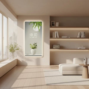 Green Plant Digital Plug-in Wall Clock – Modern LED Acrylic Silent Clock-BabiesDecor.com