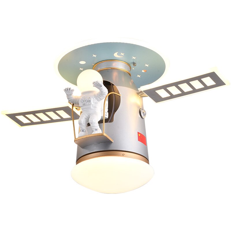 Satellite Earth Space Ship NASA LED Ceiling Lamp for Kids Room