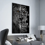 Words Never Quit Poster: Lions Canvas Wall Art