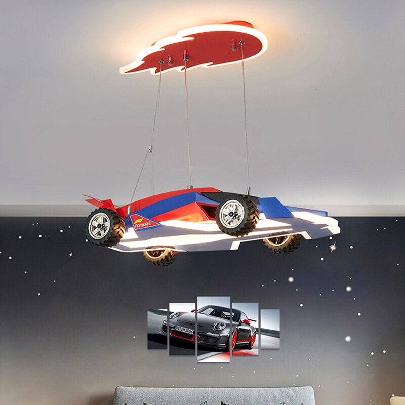 Racing Car Hanging Light - Art Deco Lighting for Kids Room