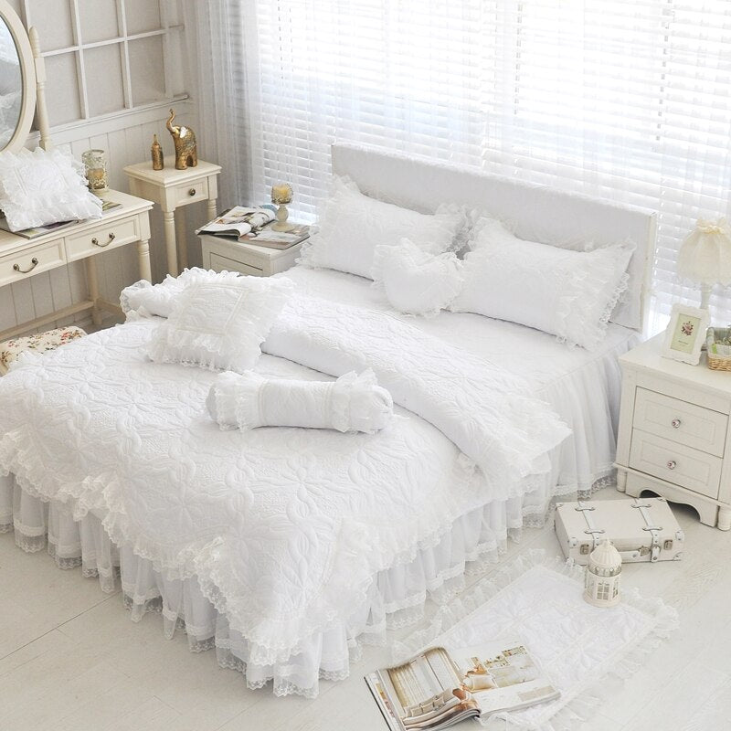 Thick Quilted Lace Bedding set
