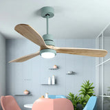 Ventilateur de plafond vintage en bois avec lumière et télécommande